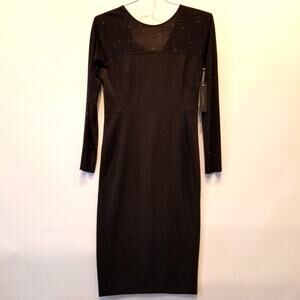 Donna Karan New Black Round Neck Long Sleeve Comfortable Dress Women's Size 4